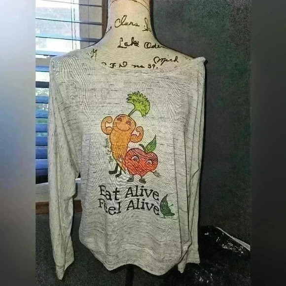 Eat Alive Feel Alive Womans Long Sleeve Top Size XL - Picture 1 of 10